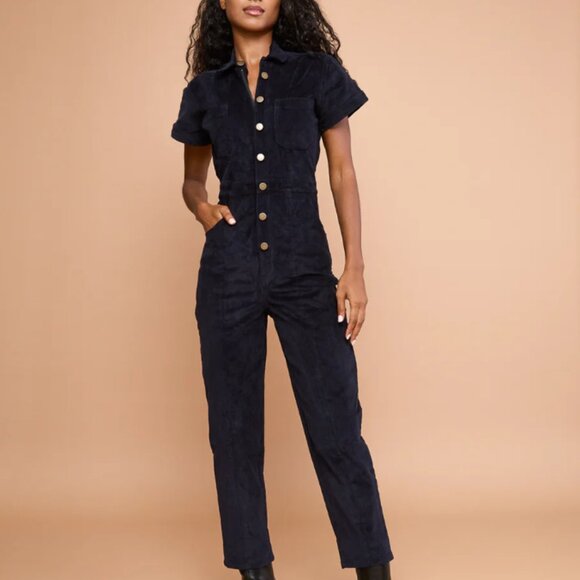 Mixed By Nasrin Pants - Classic Jumpsuit in Navy Corduroy - Mixed by Nasrin